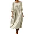 thumbnail image 2 of Aimik Women's 3/4 Sleeve Maxi Dress Crew Neck Loose Fitting Boho Long Dress with Pockets Summer Dresses for Women, 2 of 6