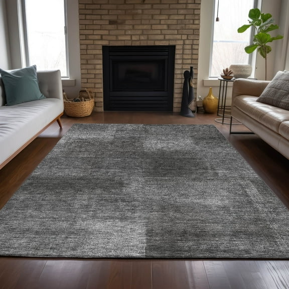 Addison Rugs Chantille Indoor/Outdoor Transitional Squares Gray Washable Rectangle Rug, 9' x 12'