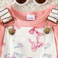 thumbnail image 7 of Tiijoy Infant Girls Summer Outfits Ruffle Short Sleeve Ribbed Romper Bow Print Overall Shorts, Sizes 9-12 Months, 7 of 7