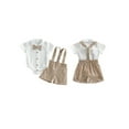 thumbnail image 2 of Miaouyo Infant Baby Boys Summer Clothing Set 0 3 6 9 12 18 Months Short Sleeve Bow Tie Romper with Plaid Suspender Shorts Summer Outfit, 2 of 9