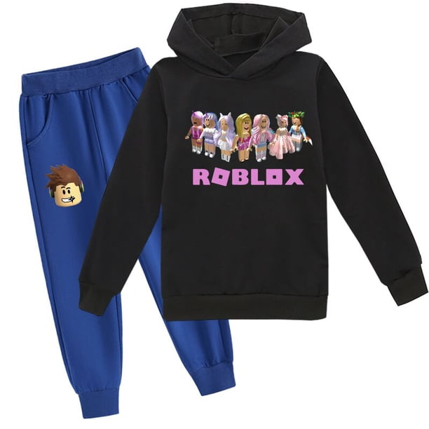Roblox traje de ocio bidimensional periférico de animación de juego de dos piezas para niños y niñas, suéter y pantalones para niños, el mejor regalo
