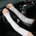 thumbnail image 2 of 1Pair UV Protection Lace Arm Sleeves, Women's Floral Lace Sleeves Hollow Out Long Sunscreen Gloves Fingerless Driving Gloves, 2 of 4