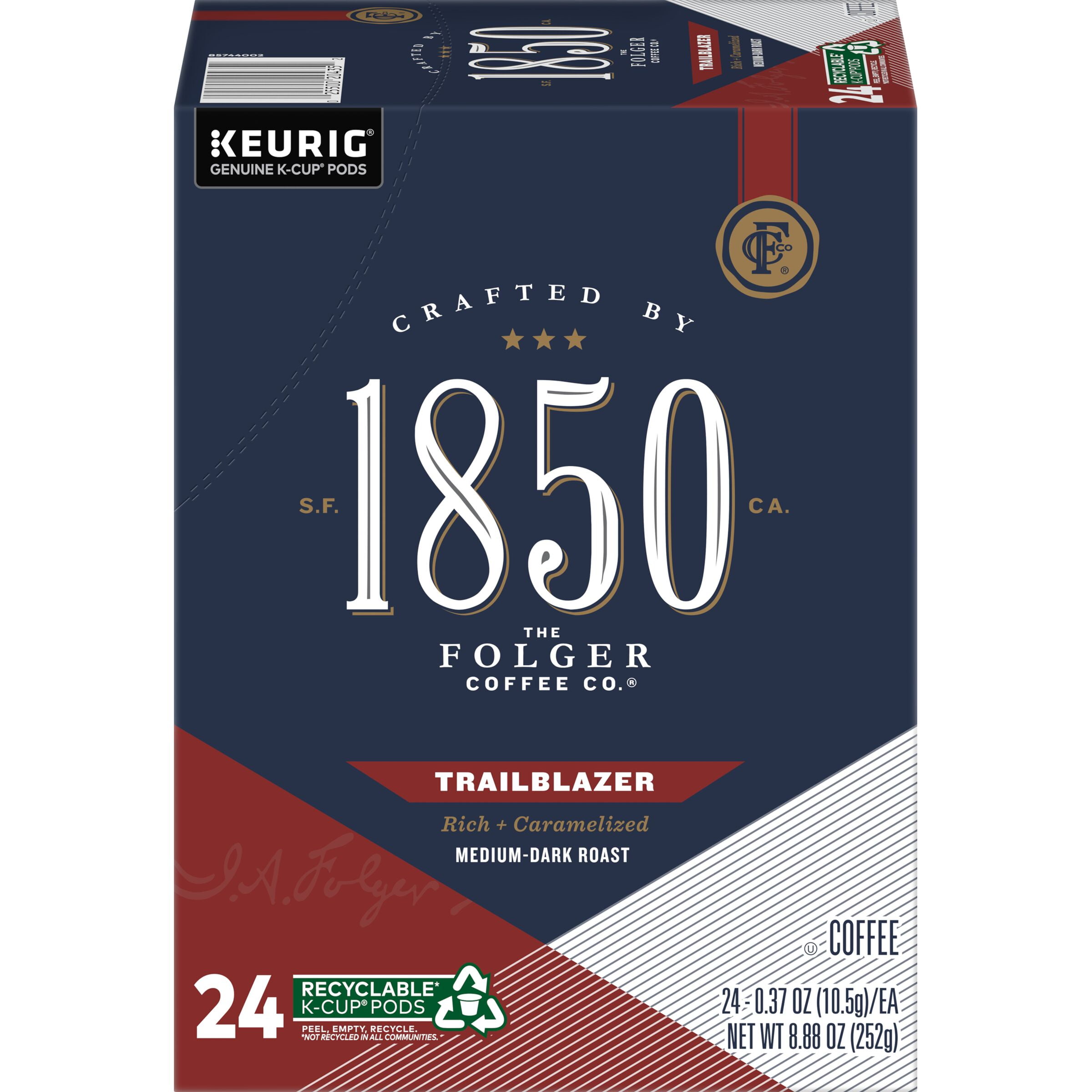 1850 Brand Coffee Trailblazer K Cup Pods Medium Dark Roast Coffee