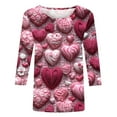 thumbnail image 5 of Womens T Shirts Valentines, Heart Tops for Women, 3/4 Sleeve Tee Shirt Women Valentine's Day Love Flower Print T Shirt Casual Round Neck Three Quarter Sleeve T-Shirt Top, 5 of 5
