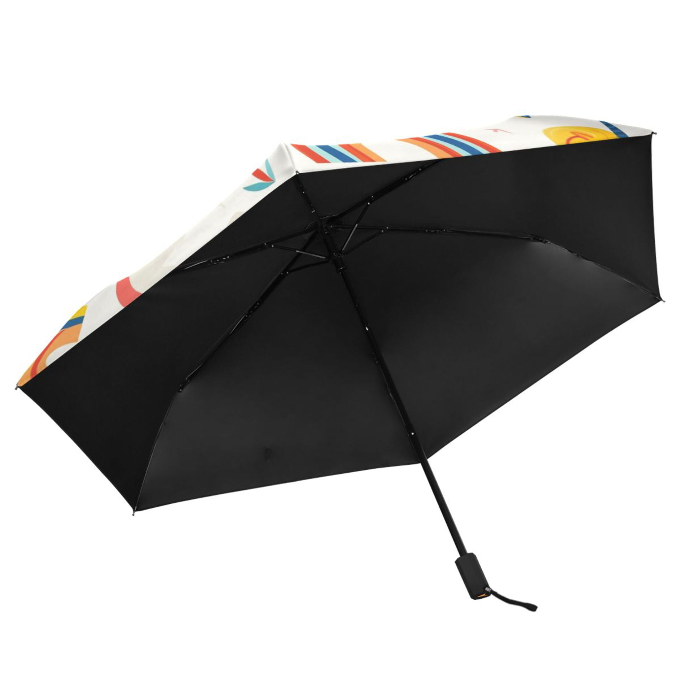 ALAZA Cute Horse Rainbow UPF 50+ Compact Folding Umbrella for Rain Travel Umbrella Packable