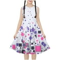 thumbnail image 2 of SGFCWSX Girls Sleeveless Dress Casual Round Neck Print A-Line Summer Dresses for Kids Purple Size 7-8 Years, 2 of 6