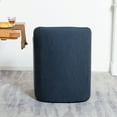 thumbnail image 4 of 25" Wide Upholstered Dining Chairs with Casters Modern Performance Fabric Barrel Back Rolling Dining Armchair for Kitchen Dining Room Living Room (Indigo), 4 of 10