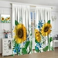 thumbnail image 4 of Sunflower Curtains Watercolor Yellow Natural Farmhouse Floral Pattern Blackout Print Rod Pocket Window Drapes for Bedroom Living Room 42x54in, 4 of 6