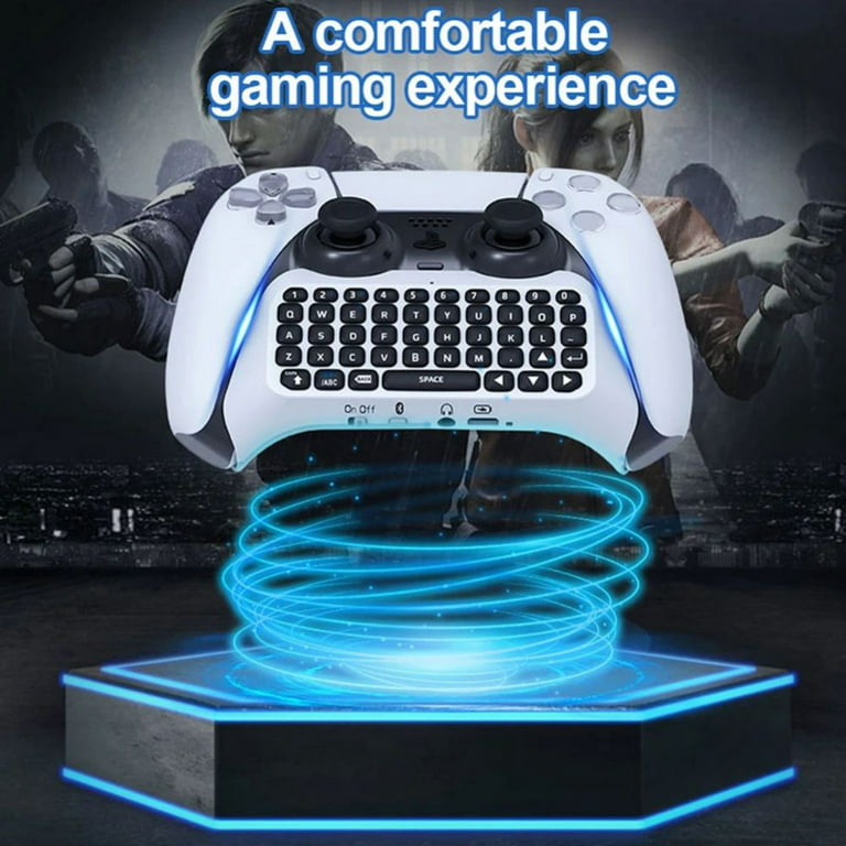Wireless Controller Keyboard for PS5, Rechargeable Bluetooth Keyboard  Gamepad Online Gaming 47 Key Message Chatpad Keypad with Controller Holder  Clip