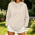 thumbnail image 3 of Plain Hoodies for Women Long Sleeve Drawstring Loose Casual Hooded Sweatshirt with Pockets Pullover Tops Fall Winter Clothes, 3 of 5