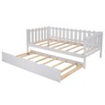 thumbnail image 5 of ENYOPRO Twin Daybed with Trundle, Wood Twin Bed Frame, White Daybed and Trundle Set, Twin Size Bed with Premium Pine Wood Support, No Box Spring Needed, Ideal for a Kids Room Guest Room Apartment, 5 of 10