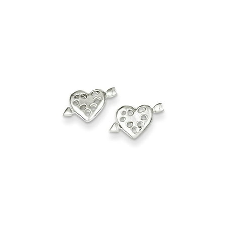 Mini Heart Post Earrings - Sterling Silver Solid Polished Post Earrings Heart Mini for boys or girls Earrings - 1.0 Grams