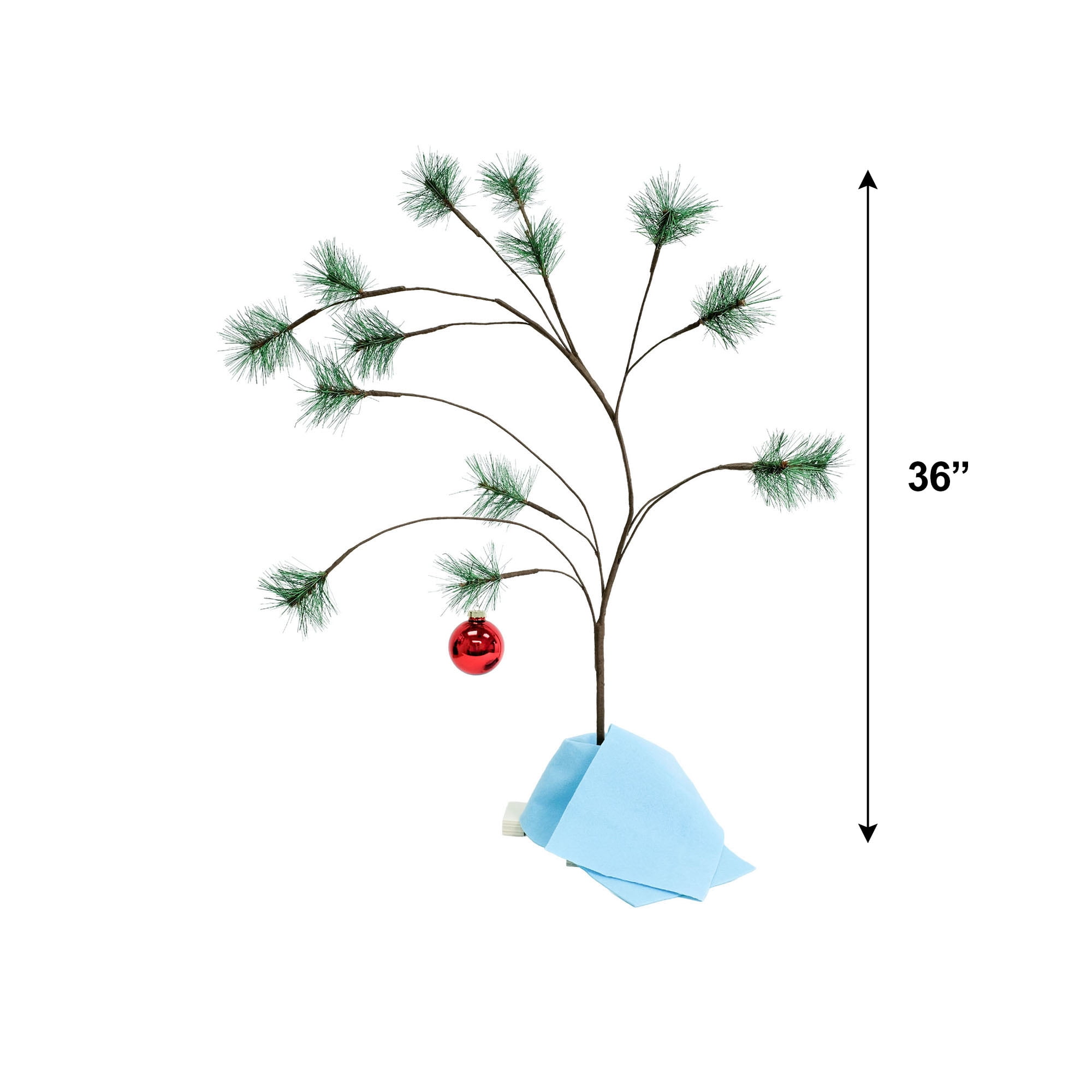 Peanuts Jumbo Charlie Brown Christmas Tree – 36 Inch Decorated Holiday Tree