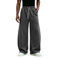 thumbnail image 3 of Wide Leg Sweatpants for Men,Drawstring Elastic Waist Loose Fit Pants with Pockets for Daily Wear, 3 of 7