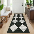 thumbnail image 3 of Kitchen Runner Rug Black Washable Rug for Front Door Entryway Hallway Distressed Checkered Mat Low Pile Neutral Area Rugs Non Slip Farmhouse Rugs 2x6, 3 of 8
