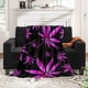 thumbnail image 1 of Manta de microfibra ultra suave de lujo para cama, sofá, sala de estar, hogar, sofá, manta cálida con hojas moradas y hierba, 1 of 8