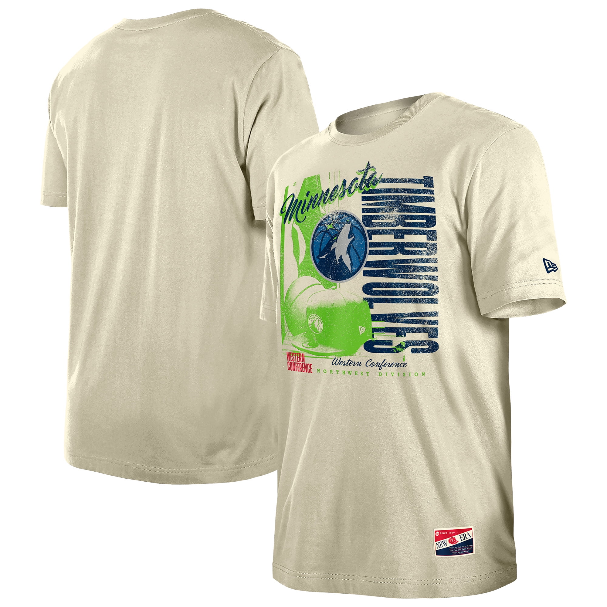 Men's-New Era Cream Minnesota Timberwolves Distressed Throwback Vintage Color Pack T-Shirt