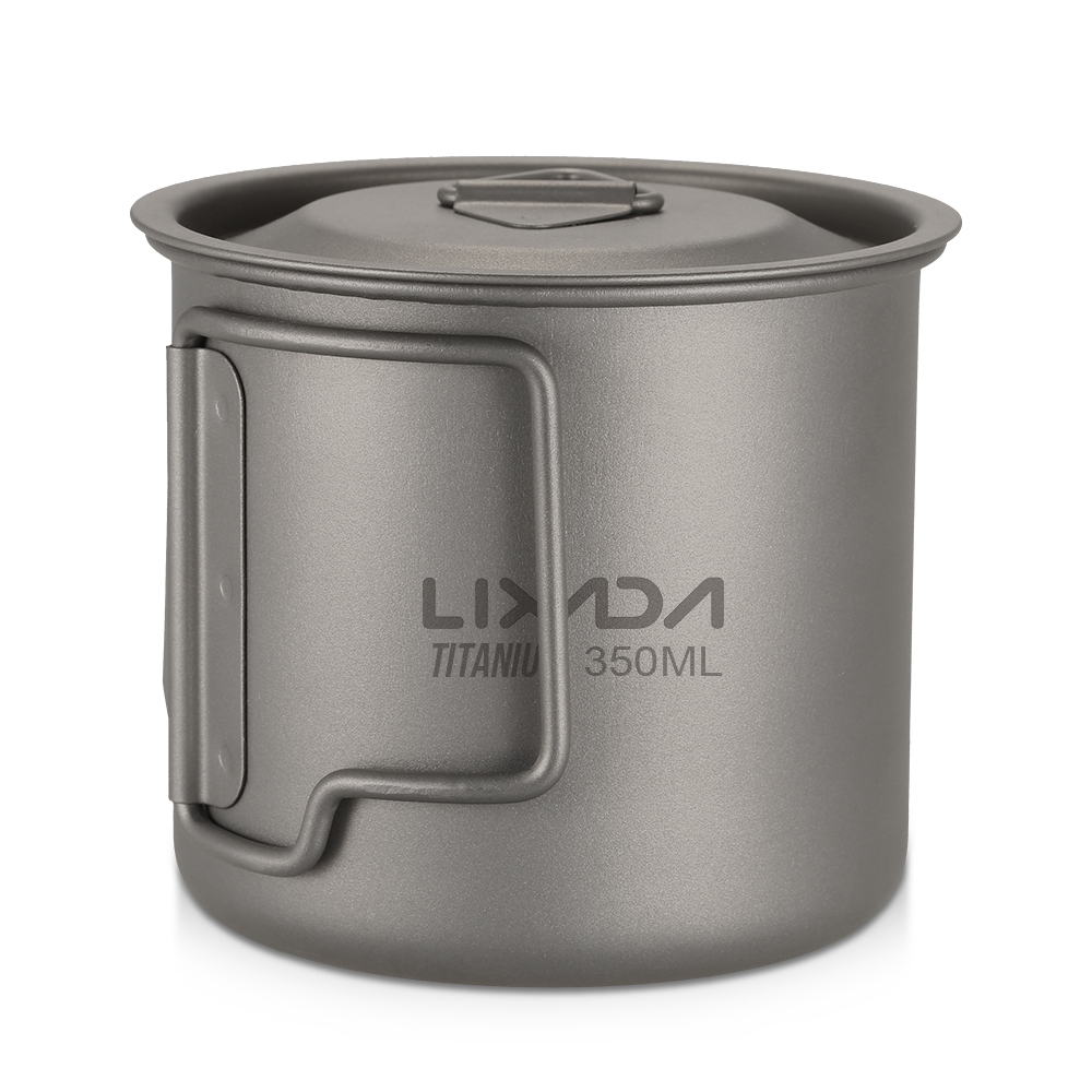 Lixada Ultralight Titanium Cup Outdoor Portable 2PCS Cup Set 350ml 650ml Camping Picnic Water Cup Mug with Foldable Handle - image 2 of 7