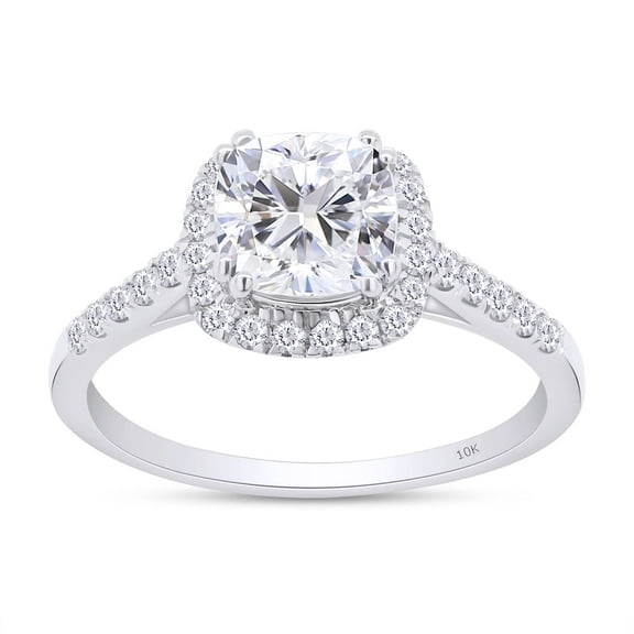AFFY 1CT Moissanite Diamond Halo Engagement Ring Cathedral Set in 10K White Gold-4