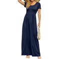 thumbnail image 4 of Women's Short Sleeve Maxi Dresses Casual Empire Waist Long Dress with Pockets, 4 of 7