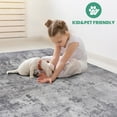 thumbnail image 3 of 2X8ft Light Grey Abstract Runner Rug,Stain Resistant Soft Kitchen Hallway Carpet, 3 of 7