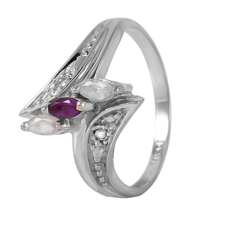 Foreli 0.2CTW Amethyst And Aquamarine 14K White Gold Ring MSRP$1210.00