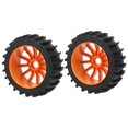 thumbnail image 4 of Upgrade Wheel Rim Hub Tires Rubber Tyres for 1/8 RC Car Remote Control Truck (Orange), 4 of 8