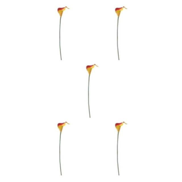 kurtrusly Wedding Decor With Simulated Calla - Choose Variety Of Colors And Styles With High 3D And Simulation Durable PU reddish yellow 5PCS