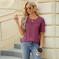 thumbnail image 5 of FLMEI Womens U Neck T Shirts Casual Cotton Blouse Tees Spring Summer Solid Colour Short Sleeve Tops S-XXL, 5 of 9