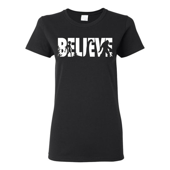 Wild Bobby Believe Bigfoot Aliens Women Graphic Tee