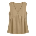 thumbnail image 5 of Miqool Women's Peplum Tank Tops Summer Dressy Casual Sleeveless V Neck Button Ruffle Hem Flowy Babydoll Shirts Beach Vacation Blouses, 5 of 8