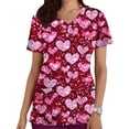 thumbnail image 2 of Fewfanhot Summer Tops for Women Valentine Scrub Tops Women V-Neck Short Sleeve Holiday Themed Heart Scrubs, 2 of 5