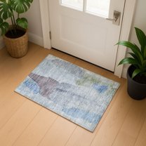 Addison Rugs Mayfield Premium Machine Washable Transitional Abstract Denim Rectangle Rug, 1'8" x 2'6"