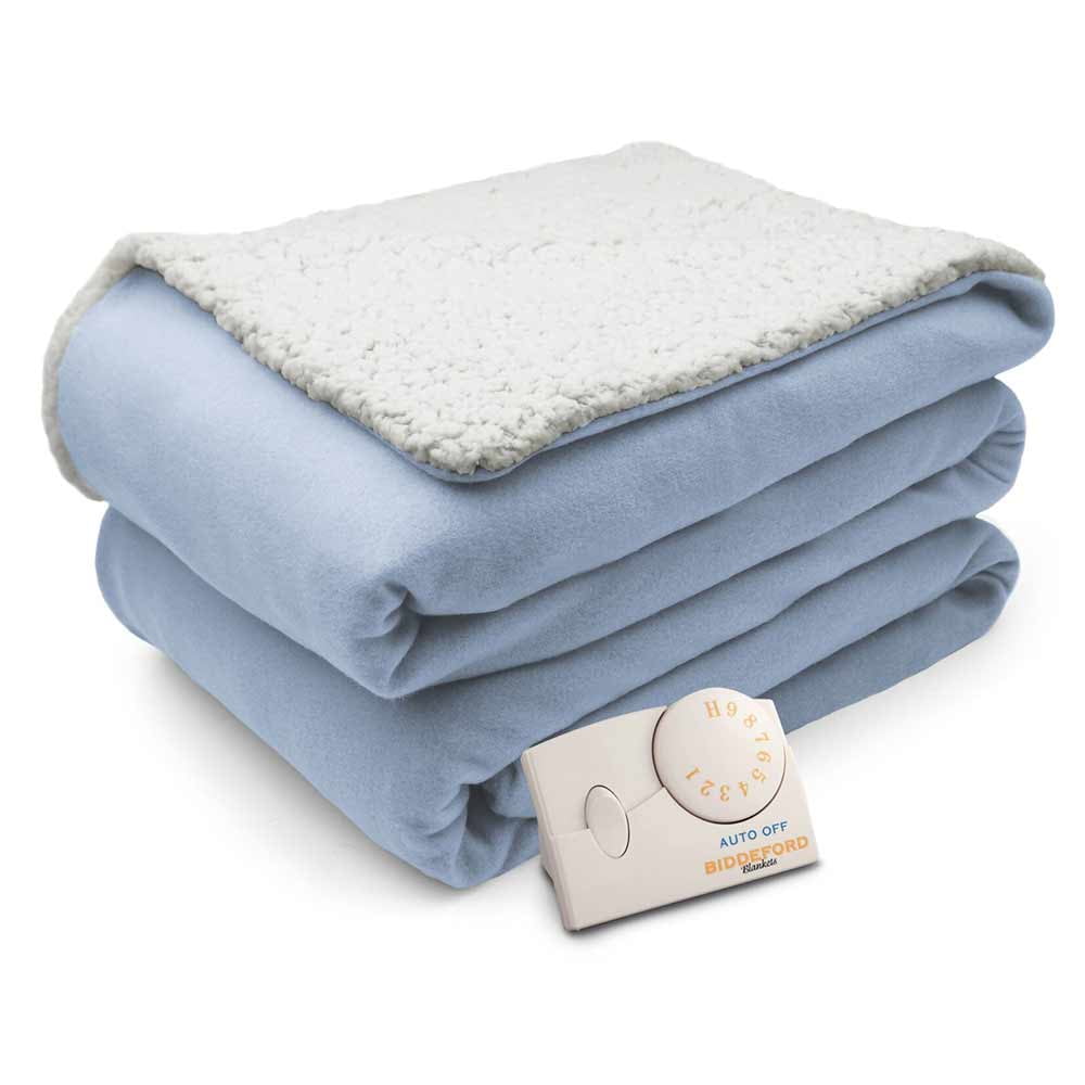 Biddeford Comfort Knit Natural Sherpa Electric Heated Blanket Full Parade  Blue | Walmart Canada