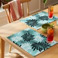 thumbnail image 4 of Teal Black Flowers Placemats Set of 4 Modern Abstract Blooms Floral Place Mats Indoor Wipeable Table Mats Washable Cloth Dining Table Placemats for Kitchen Holiday Party Home Decor 13x19 Inch, 4 of 9