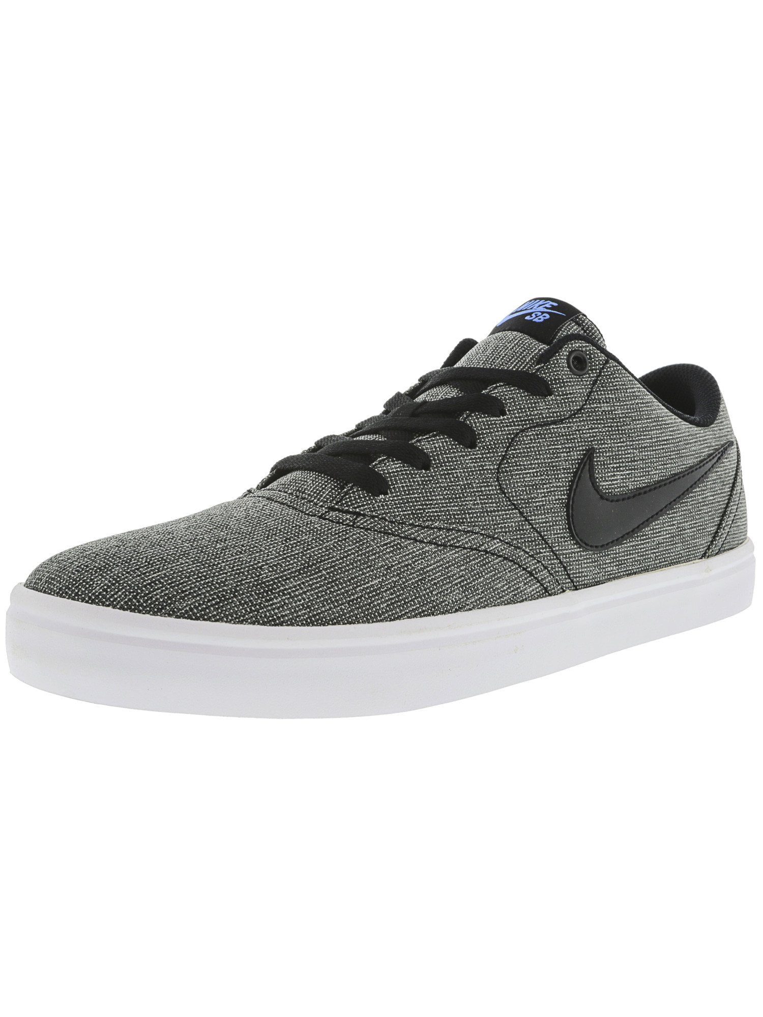 white nike shoes with blue check