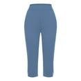 thumbnail image 5 of LEKODE Capri Pants for Women Travel Pants Women Comfy Pants Women Wide Leg Pants Woman Ladies Pants Womens Bottoms Golf Pants Running Pants Women Summer Pants for Wome Blue 2XL, 5 of 6