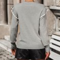 thumbnail image 5 of Duoif Sweaters for Women Trendy Women's Ruffled Sweater Loose Solid Color Crewneck Pullover Fashion Sweater Women's Sweaters Womens Tops Grey L, 5 of 6