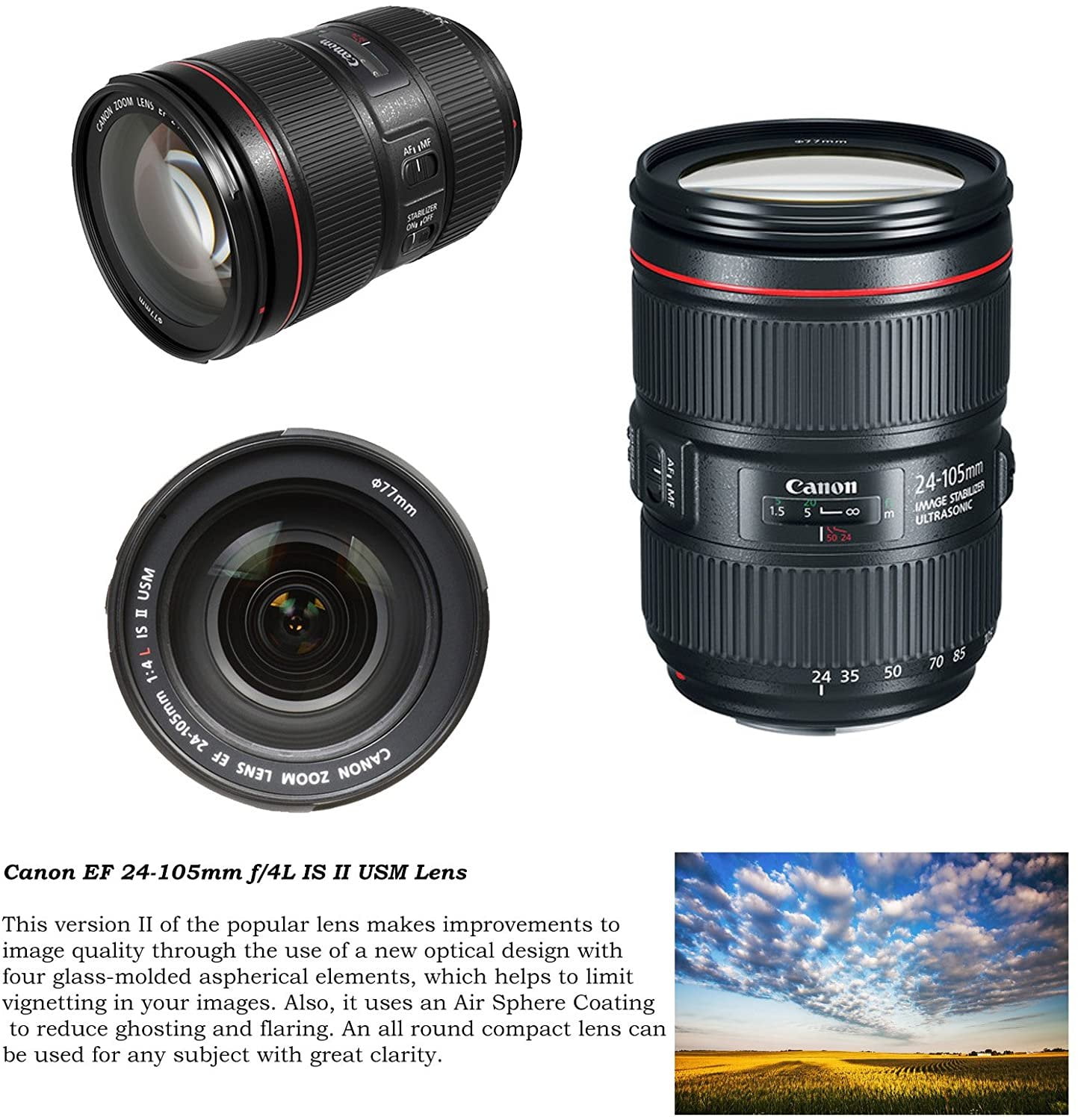 Canon EOS 6D Mark II DSLR Camera w/ 24-105mm USM Lens Bundle +