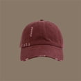 thumbnail image 5 of Men's and Women's Ripped & Distressed Baseball Cap, Washed Vintage Dad Hat with Hole Details, Soft Top Classic Fit Cap for Spring and Autumn Casual Wear Wine, 5 of 8