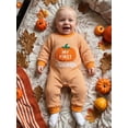 thumbnail image 6 of BemeyourBBs Newborn Baby Boy Girl My First Halloween Outfit Infant Baby Girls Boys Fall Clothes Waffled Stripes Romper Pumpkin Embroidered Long Sleeve Jumpsuit  Playsuit, 6 of 9
