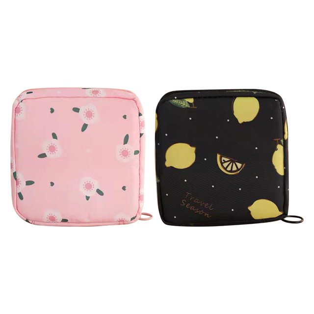 Bolsas de Almacenamiento Zulema 2 Unids Organizador de Maquillaje Compacto Negro con Flor Rosa