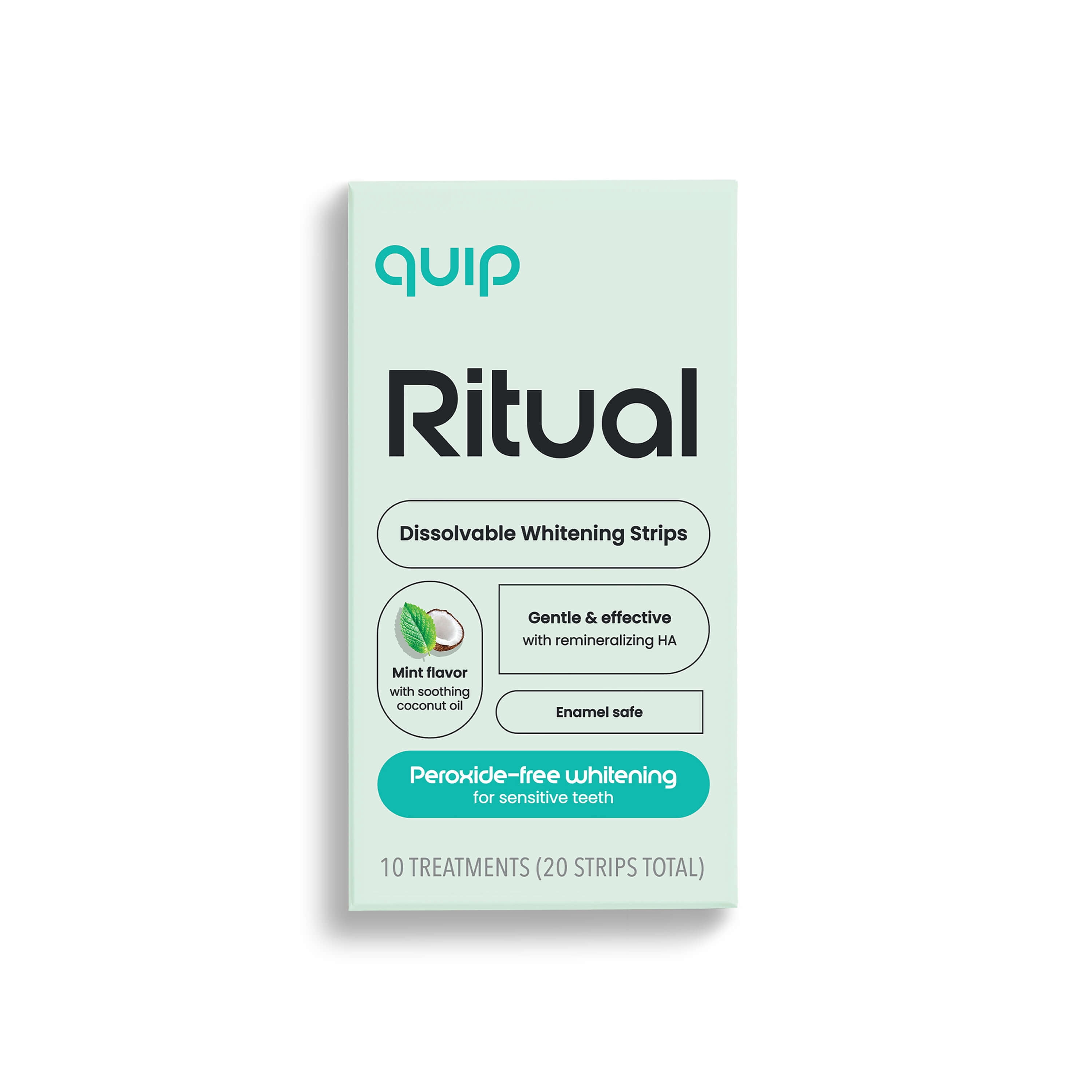 quip Ritual Dissolvable Whitening Strips Peroxide-Free PAP For Sensitive Teeth 20 Count