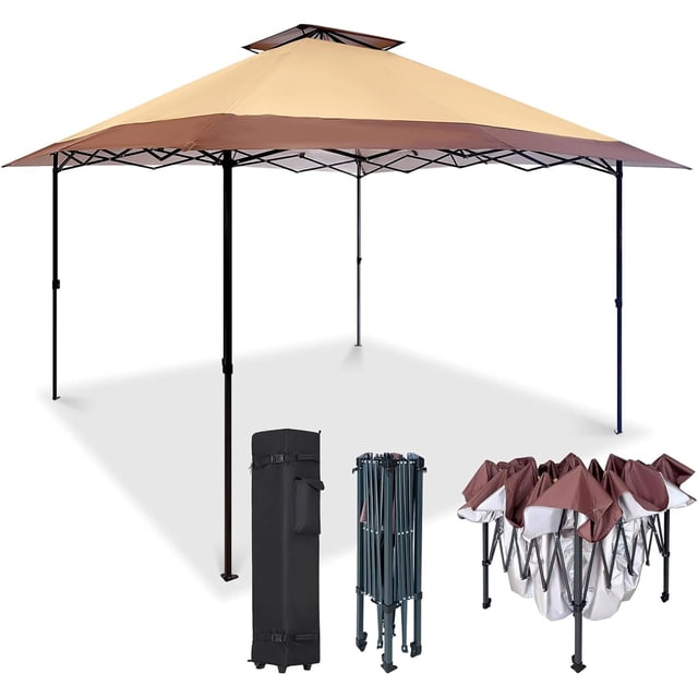 Suntime 13 x 13 Ft Instant Pop Up Canopy Portable Commercial Gazebo Tent, Khaki