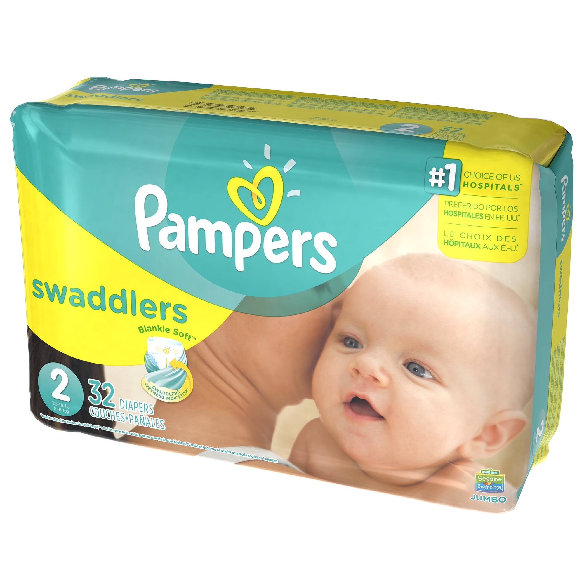 Pampers Swaddlers Diapers, Size 2, 32 Diapers