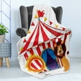 thumbnail image 4 of Circus Soft Flannel Fleece Throw Blanket, Lion and a Ring in Front of the Circus Tent Blazing Adventure Dangerous Print, Cozy Plush for Indoor and Outdoor Use, 50" x 70", Multicolor, by Ambesonne, 4 of 5