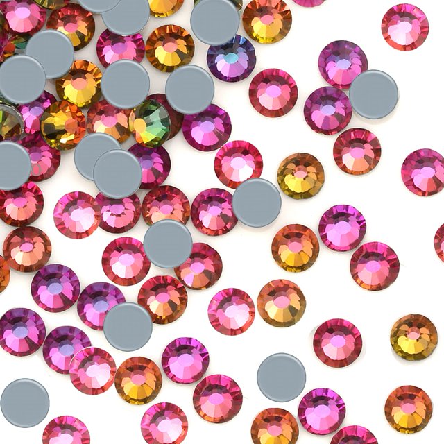 Dowarm 1440 piezas de diamantes de imitación de cristal Hotfix cristales Hot Fix para manualidades, ropa, cristal de cristal plano para decoración de gemas redondas (Vitrail Medium SS16)