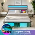thumbnail image 7 of Chuangshuo Guard Queen Size Bed Frame with LED Storage Headboard Shelf, Noise-Free, Metal Platform Bed, Black, 7 of 7