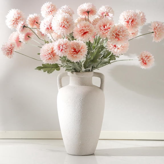 Large Ceramic Vase - 11.41 inch Tall Rustic Vase with 2 Handles, Decorative Flower Vases for Home Decor, Living Room Shelf Decor, Table Office