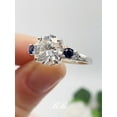 thumbnail image 2 of 8mm-12mm Round Brilliant Cut Cubic Zirconia or Moissanite, Blue Sapphire Accents, Sterling Silver, 2 of 5